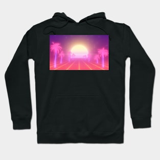 Outrun Palm Trees Road Hoodie